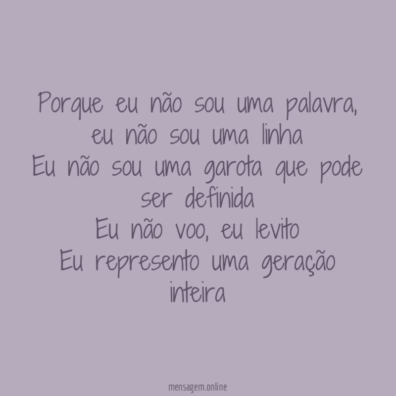 Porque eu não sou uma palavra