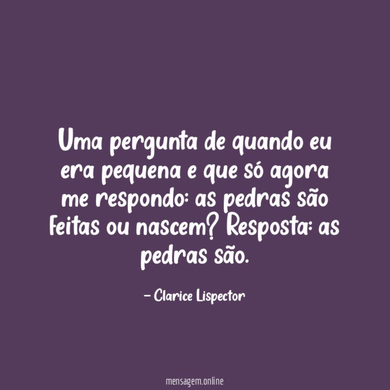 Uma pergunta de quando eu era pequena