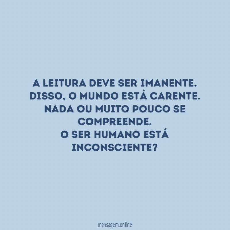 A leitura deve ser imanente
