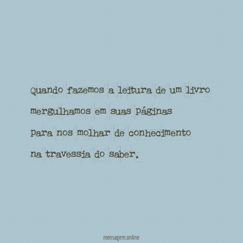 Quando fazemos a leitura de um livro mergulhamos em