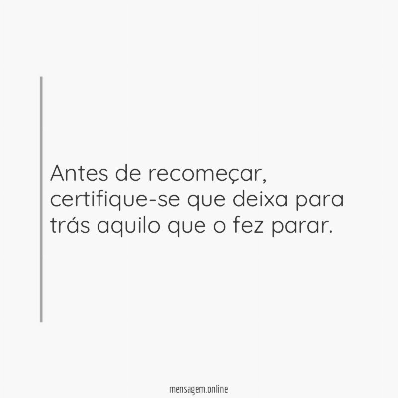 Antes de recomeçar