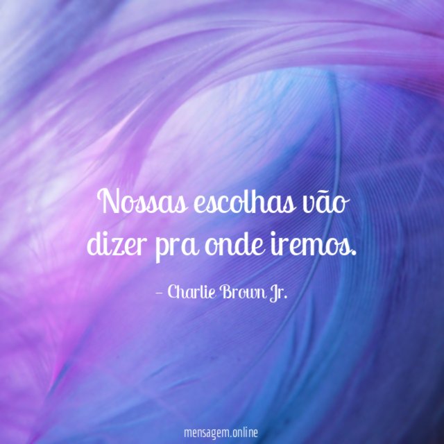 Nossas escolhas vão dizer pra onde iremos