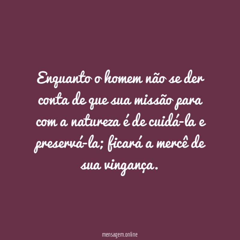Enquanto o homem não se der conta de