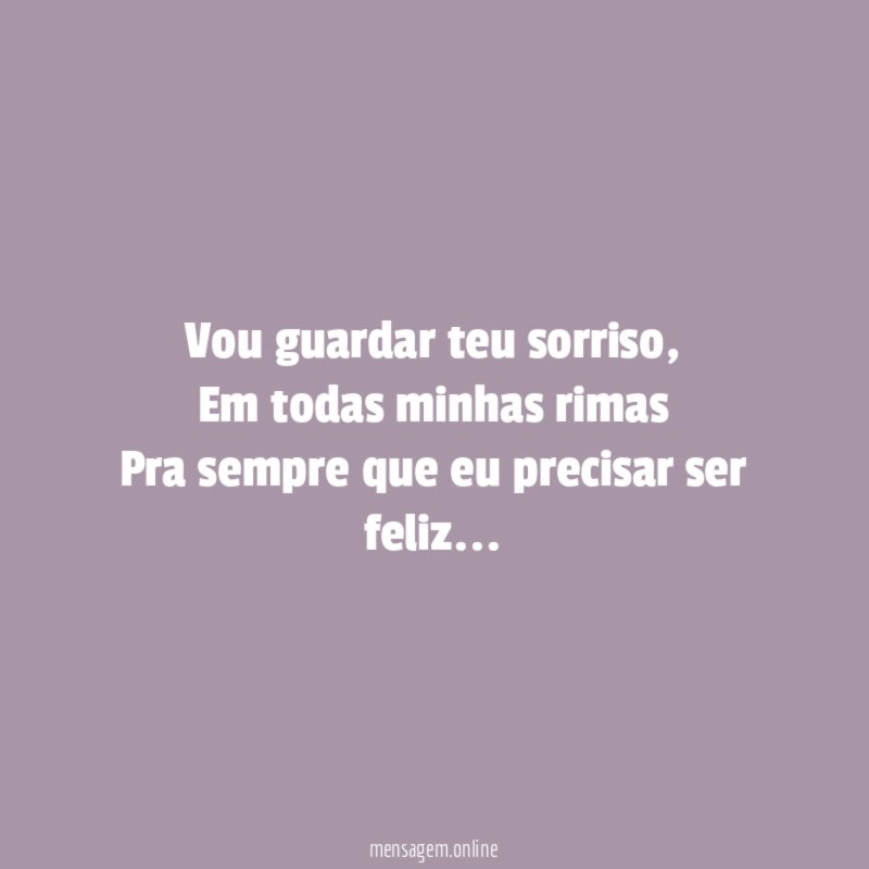 Vou guardar teu sorriso