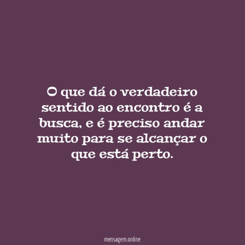 O que dá o verdadeiro sentido ao encontro é a busca