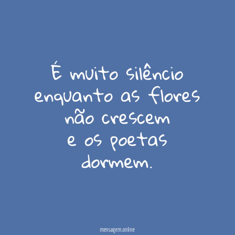 É muito silêncio enquanto as flores não crescem e os