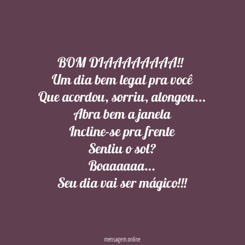 BOM DIAAAAAAAA