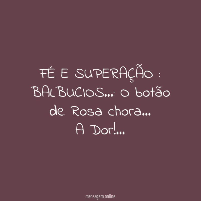 FÉ E SUPERAÇÃO