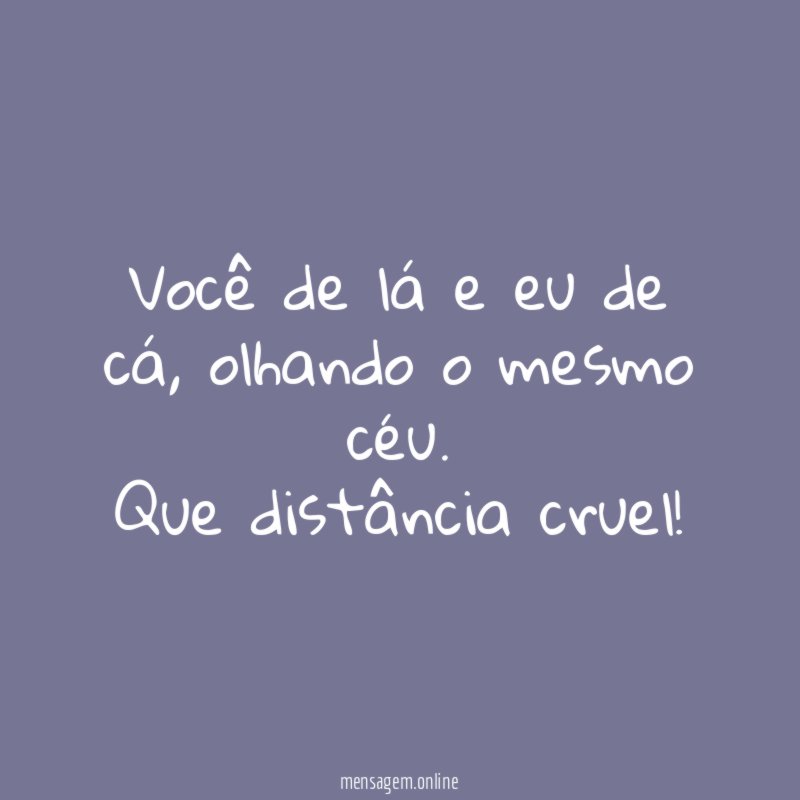 Você de lá e eu de cá