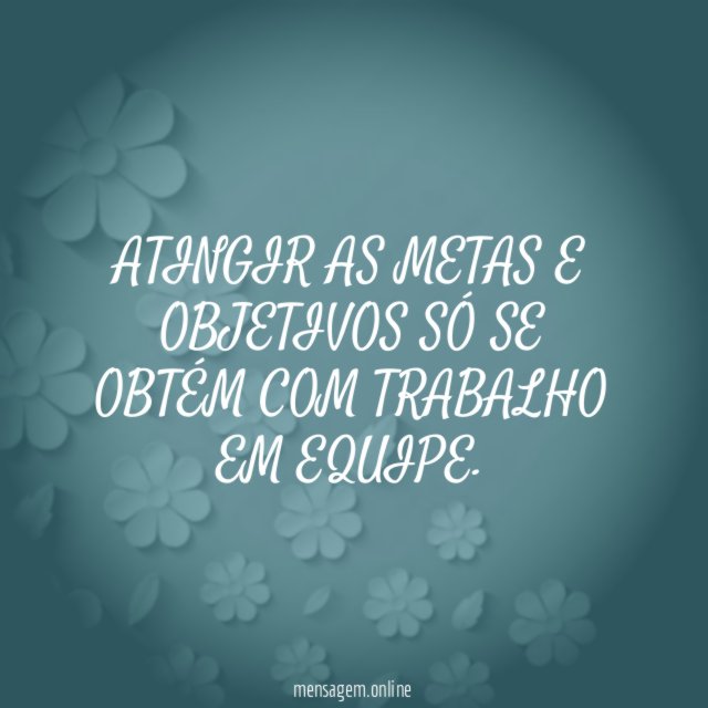 ATINGIR AS METAS E OBJETIVOS SÓ SE OBTÉM