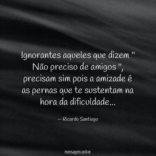 Ignorantes aqueles que dizem '' Não preciso de amigos ''