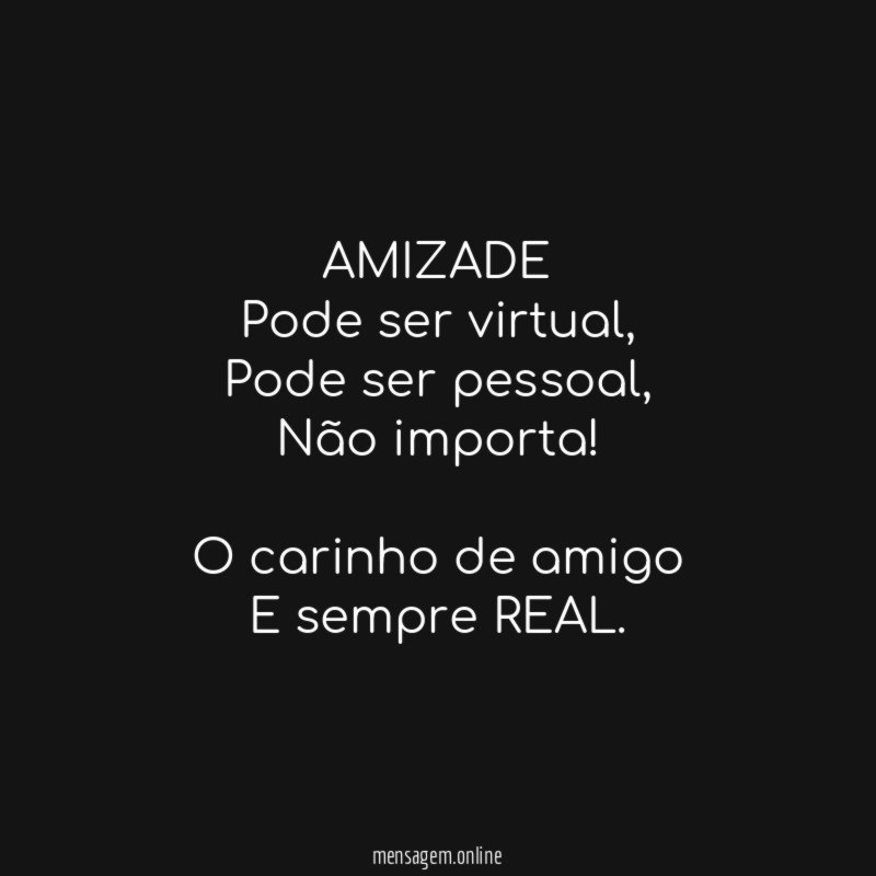 AMIZADE Pode ser virtual