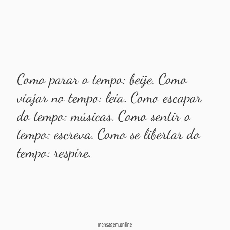 Como parar o tempo