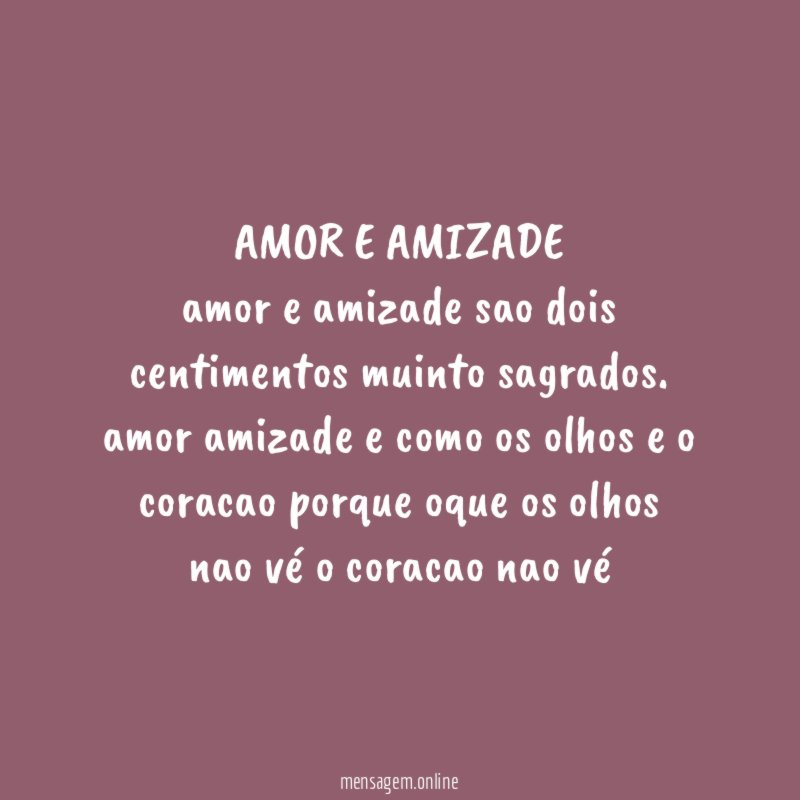 AMOR E AMIZADE