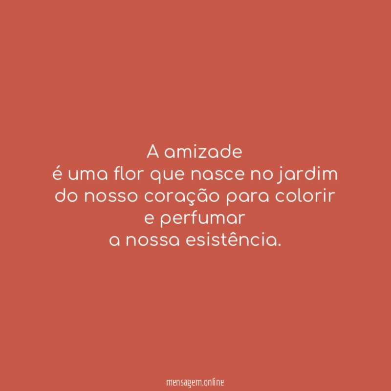 A amizade é uma flor que nasce no jardim do