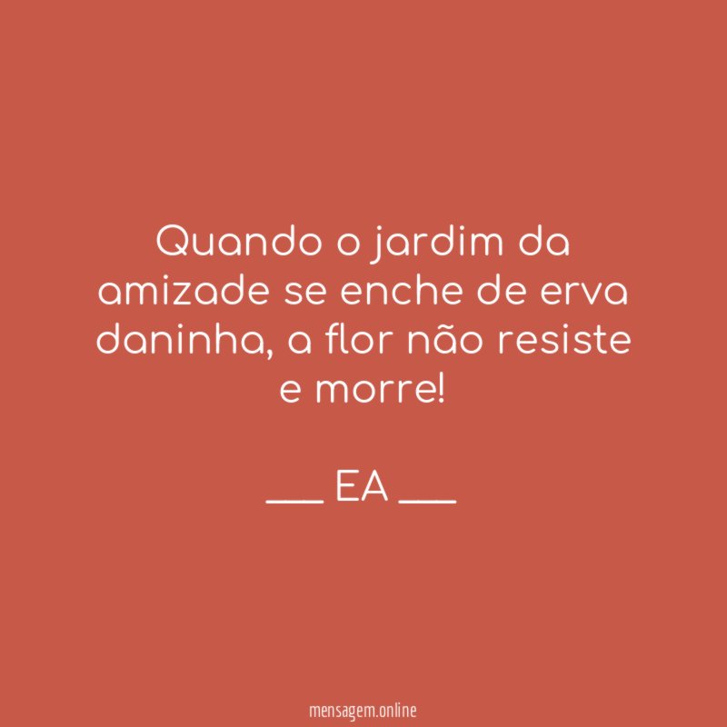 Quando o jardim da amizade se enche de erva daninha