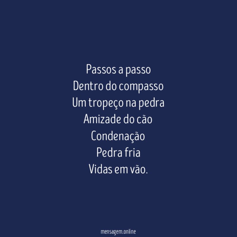 Passos a passo Dentro do compasso Um tropeço na pedra Amizade