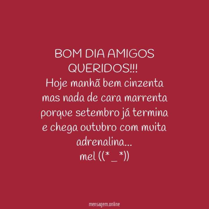 BOM DIA AMIGOS QUERIDOS!!!