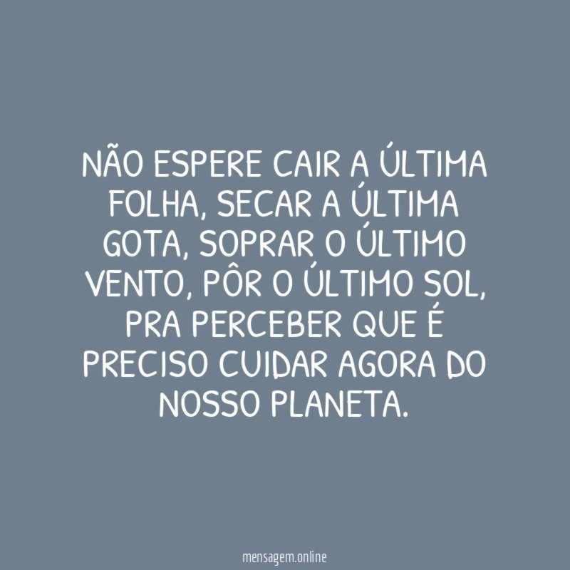 Não espere cair a última folha