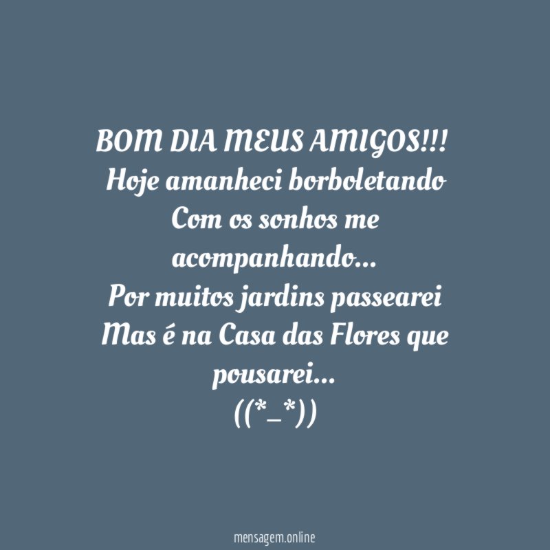 BOM DIA MEUS AMIGOS!!!