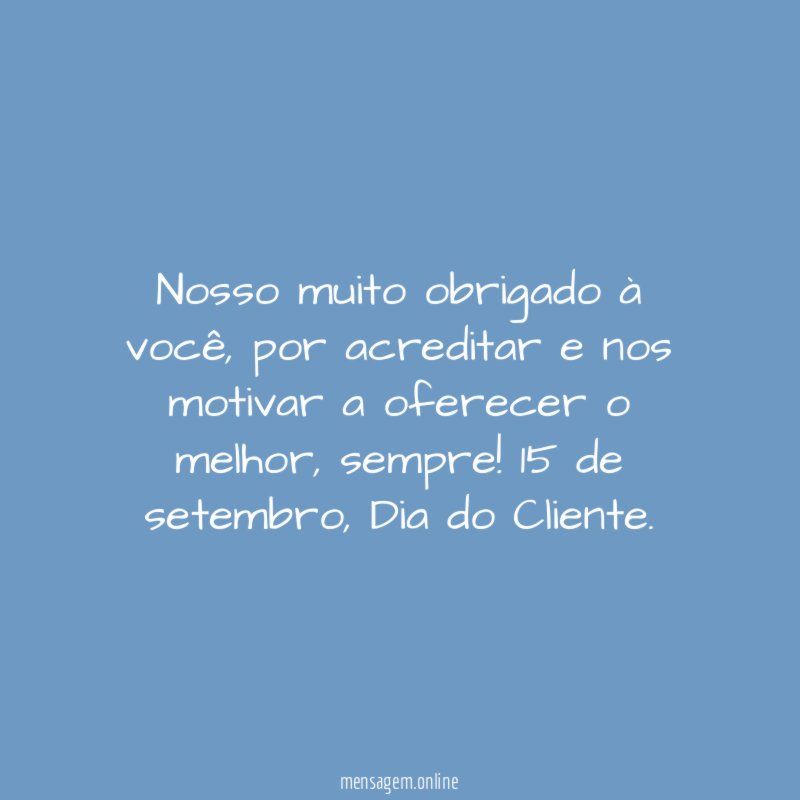 Nosso muito obrigado à você