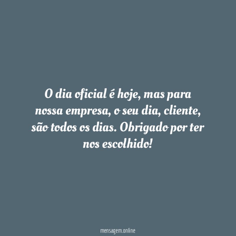 O dia oficial é hoje