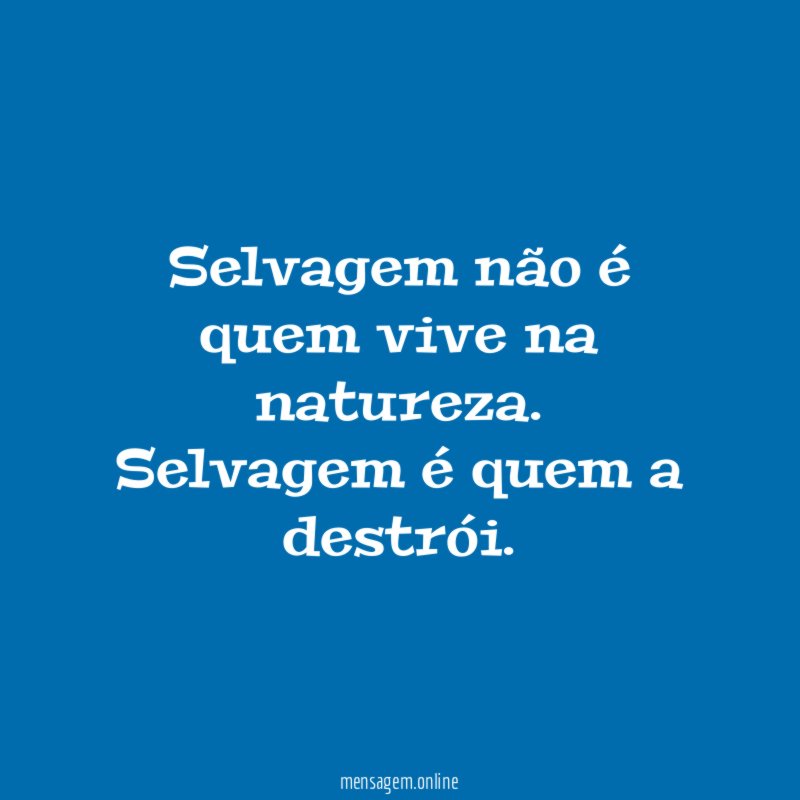 Selvagem não é quem vive na natureza