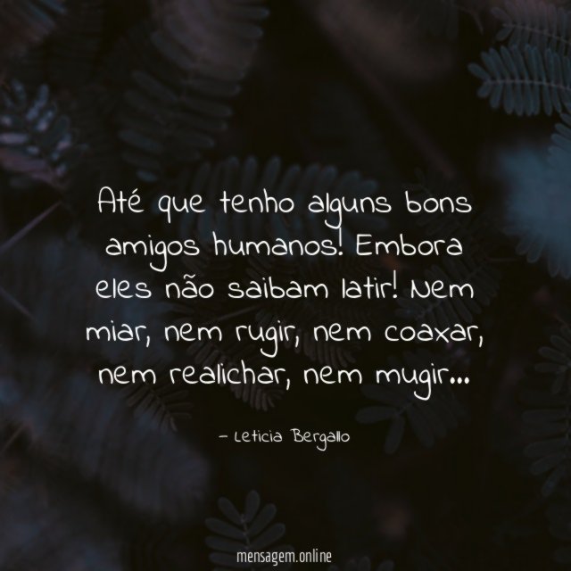 Até que tenho alguns bons amigos humanos