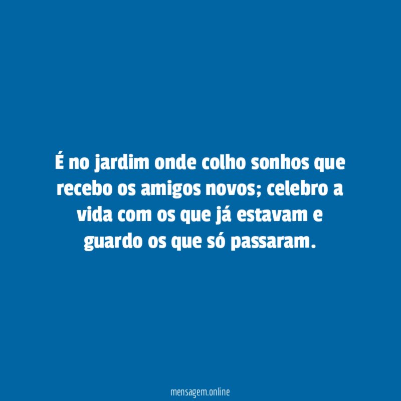 É no jardim onde colho sonhos que recebo os amigos novos