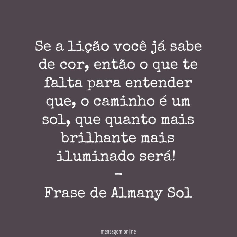 Se a lição você já sabe de cor