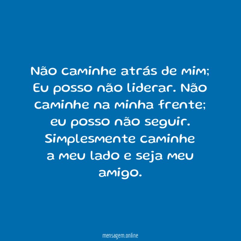 Não caminhe atrás de mim