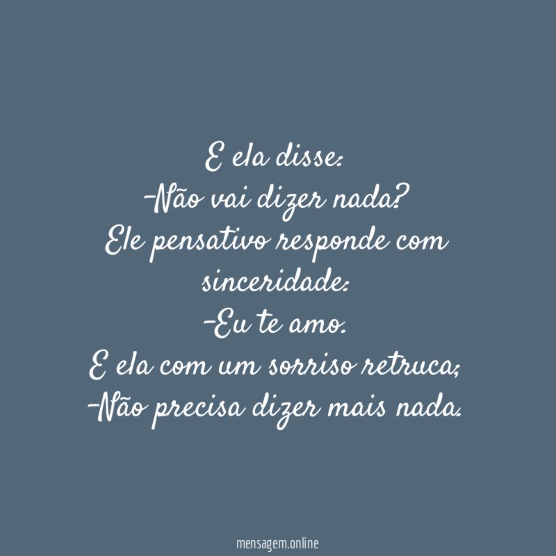 E ela disse