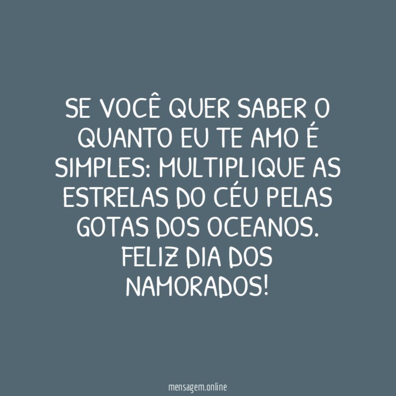 Se você quer saber o quanto eu te amo é simples