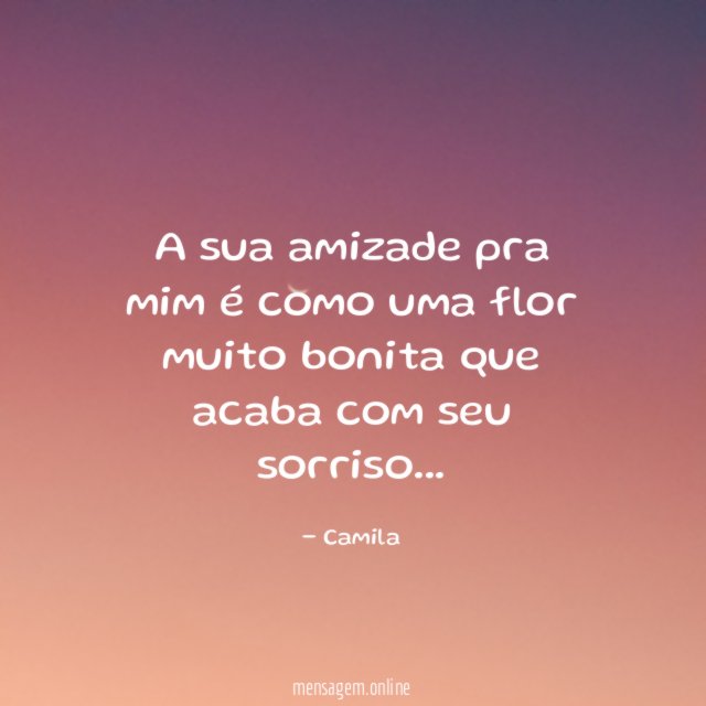 A sua amizade pra mim é como uma