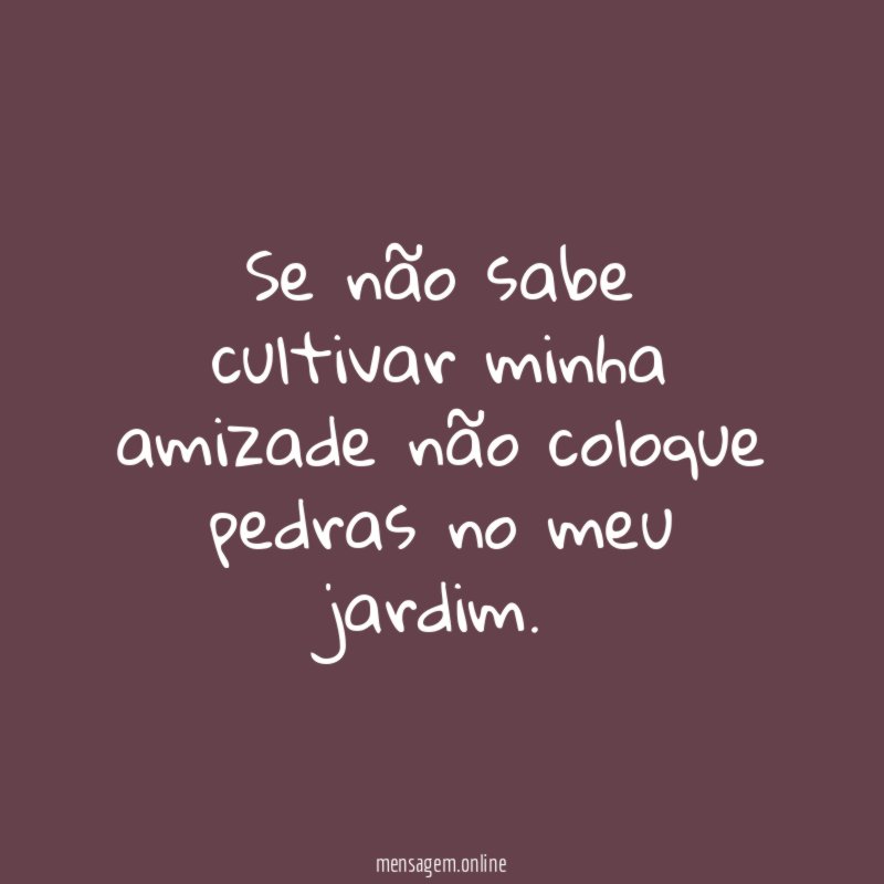 Se não sabe cultivar minha amizade não coloque