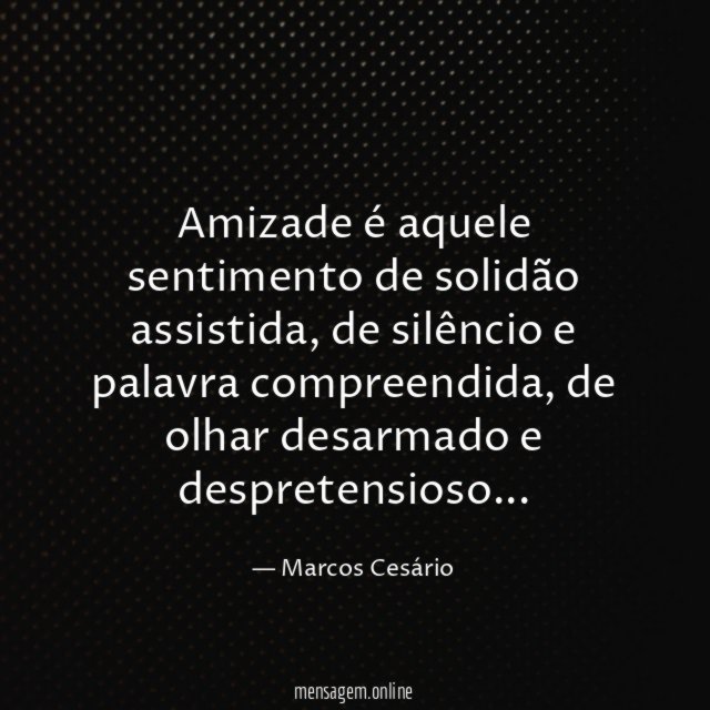 Amizade é aquele sentimento de solidão assistida