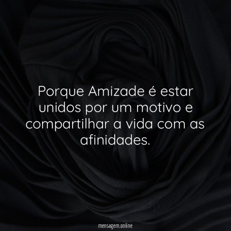 Porque Amizade é estar unidos por um motivo