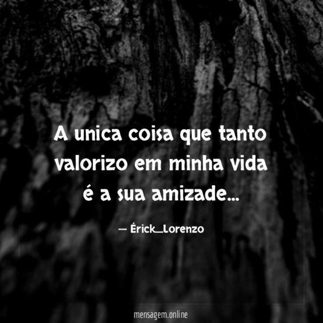 A unica coisa que tanto valorizo em minha vida é a sua amizade