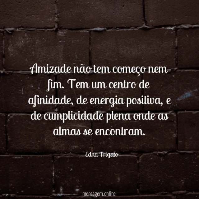Amizade não tem começo nem fim