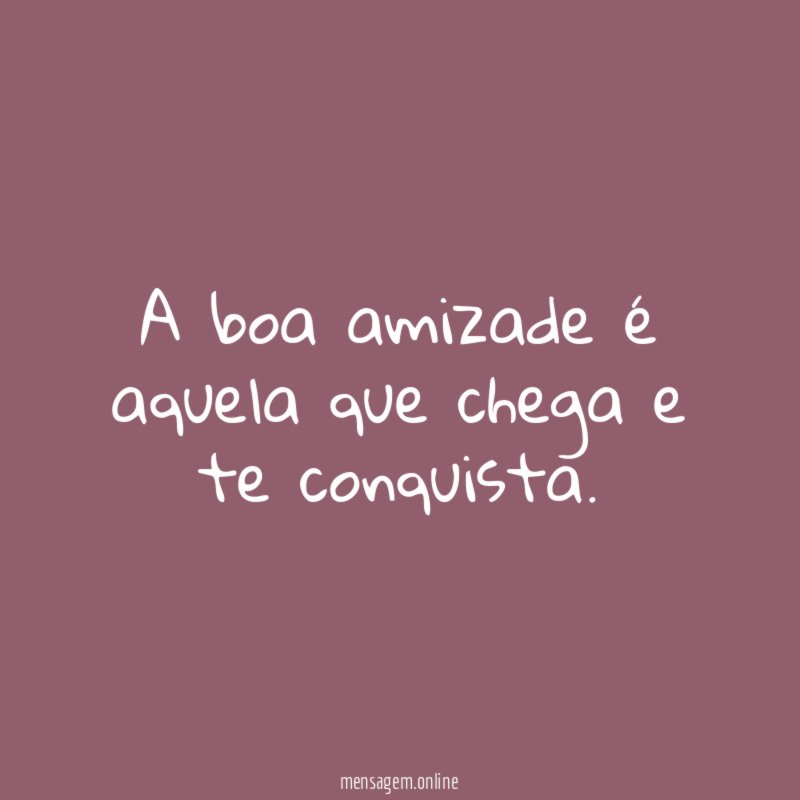 A boa amizade é aquela que chega e te conquista