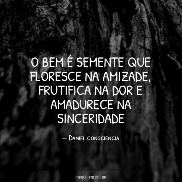O BEM É SEMENTE QUE FLORESCE NA AMIZADE