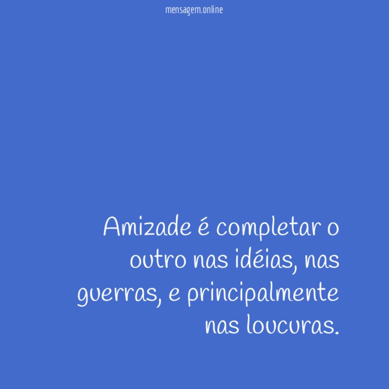 Amizade é completar o outro nas idéias