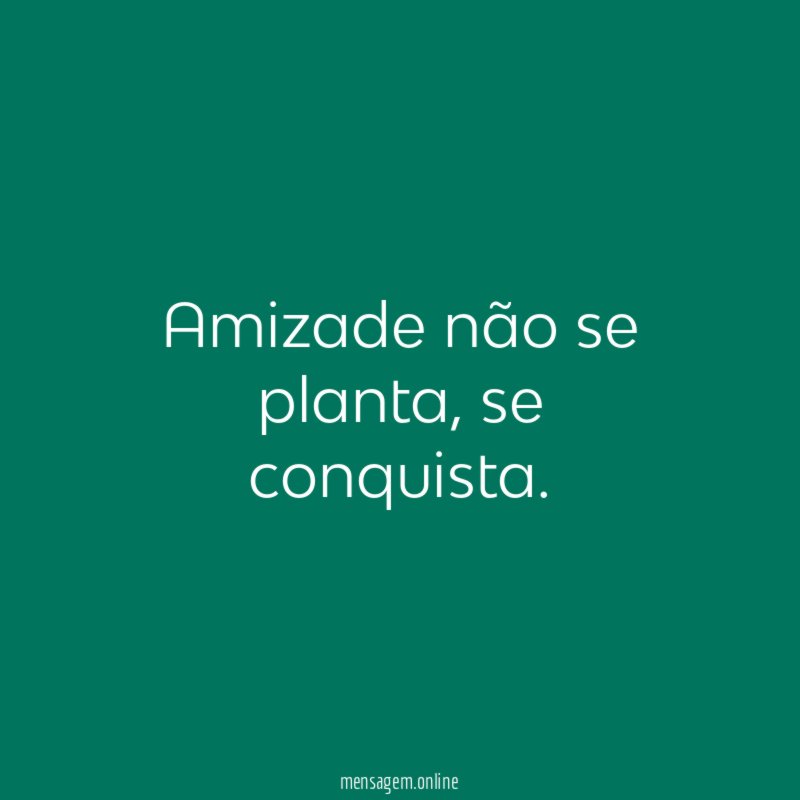 Amizade não se planta