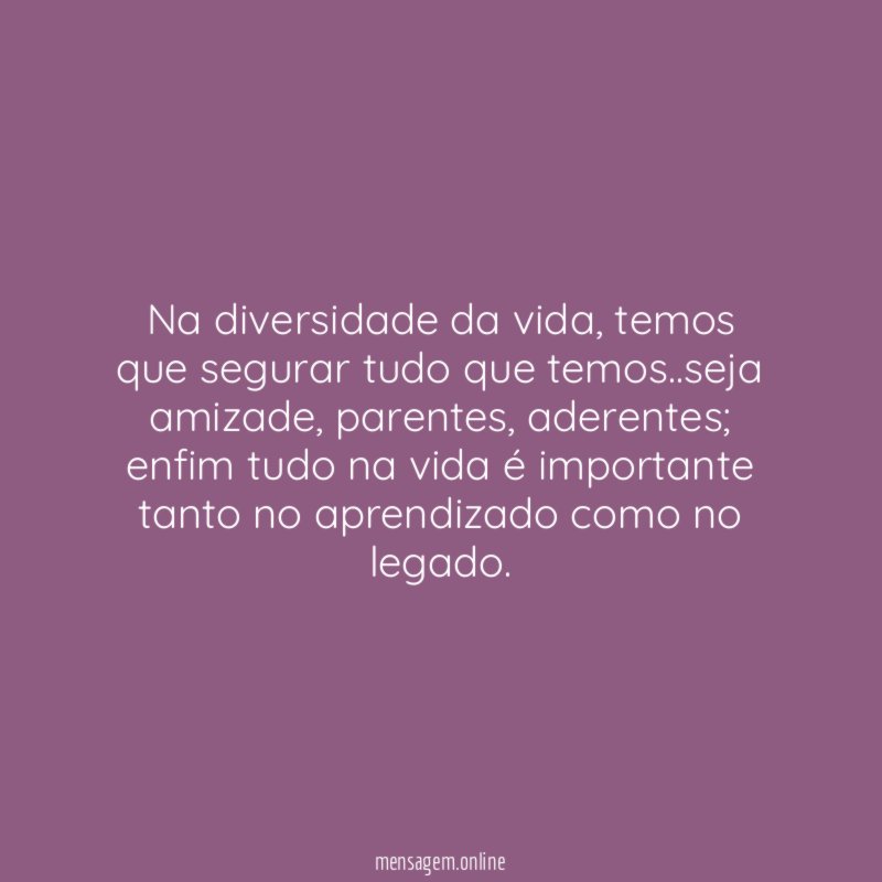 Na diversidade da vida