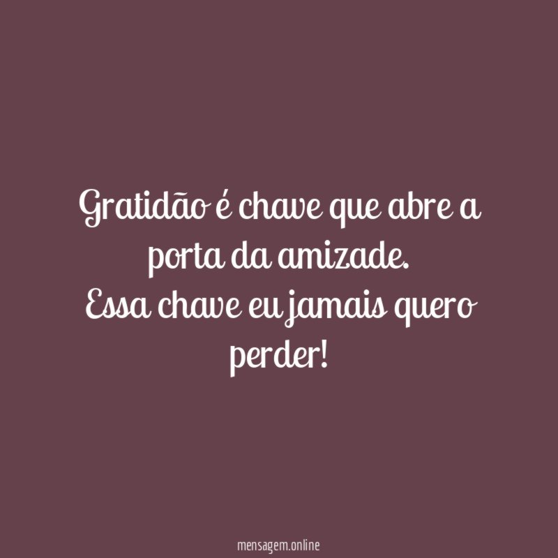 Gratidão é chave que abre a porta da amizade
