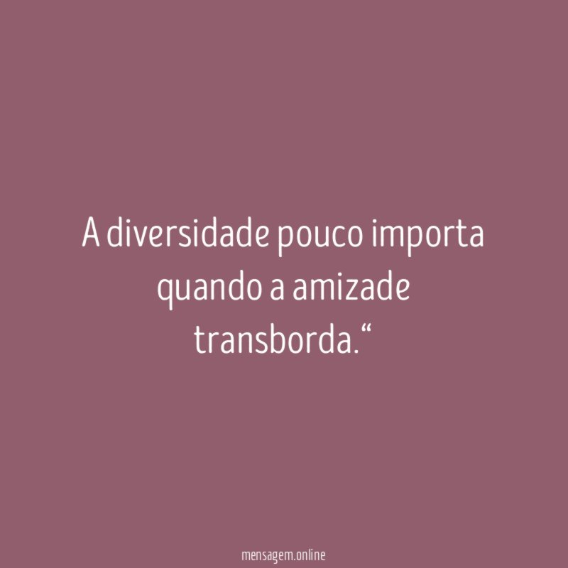 A diversidade pouco importa quando a amizade transborda