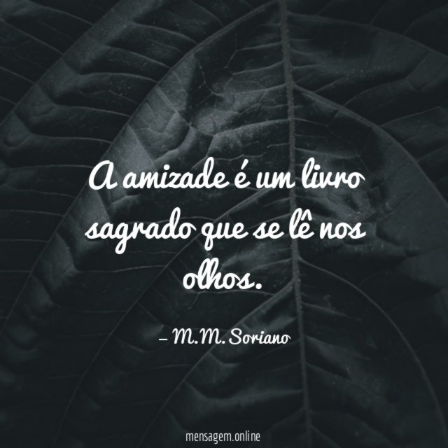 A amizade é um livro sagrado que se lê nos olhos