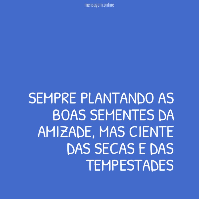 Sempre plantando as boas sementes da amizade