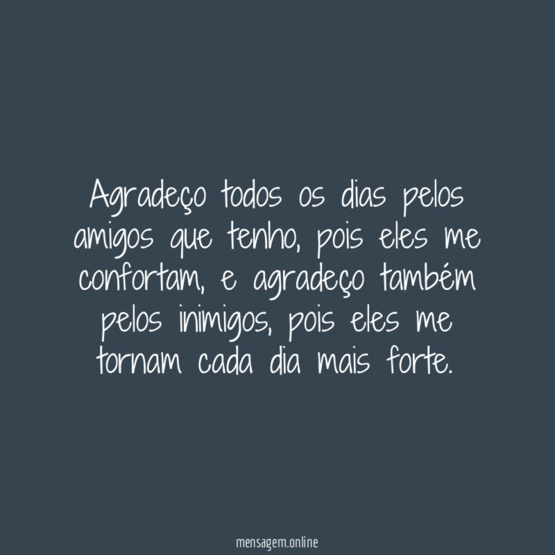 Agradeço todos os dias pelos amigos que tenho