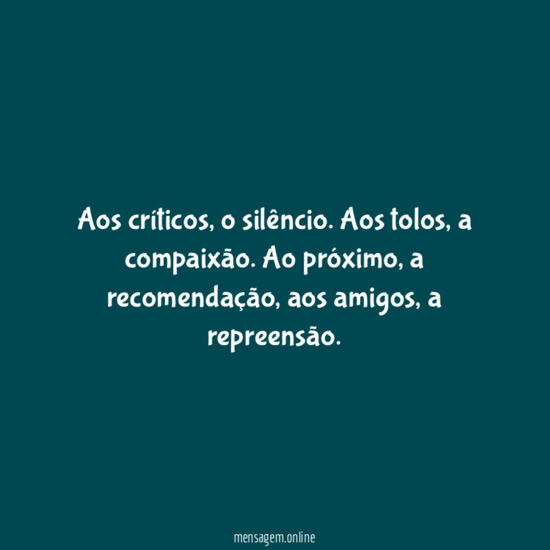 Aos críticos